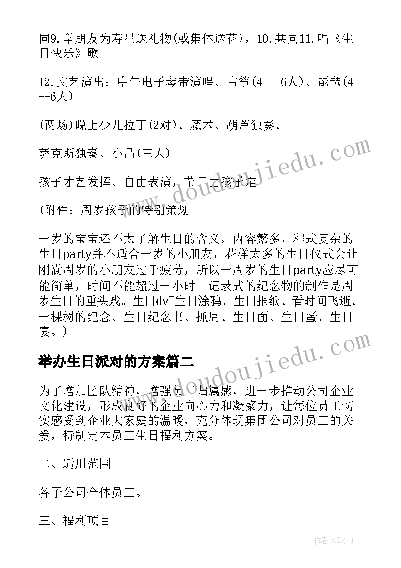 2023年举办生日派对的方案(优质5篇)