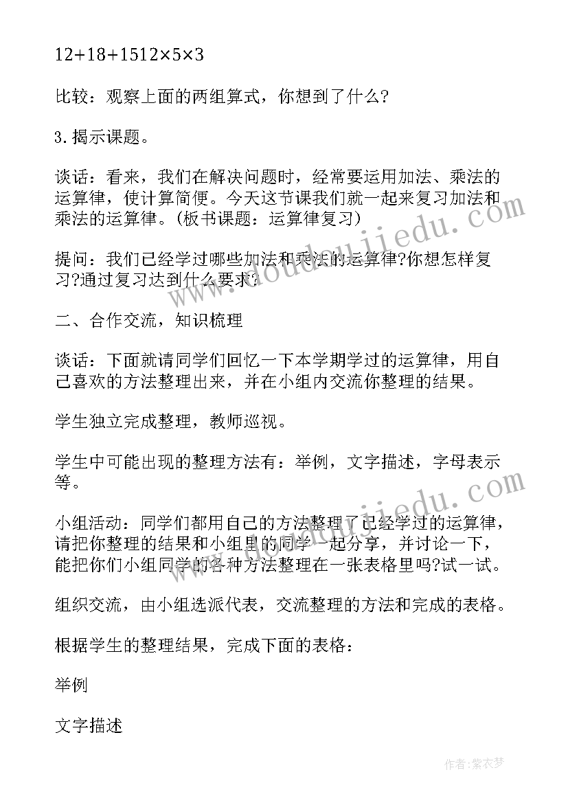 最新四年级的数学简便运算题 四年级数学运算律教学设计(汇总10篇)