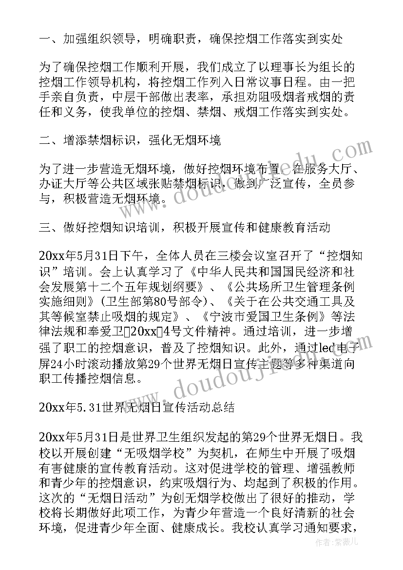 2023年无烟日活动策划书(优质7篇)