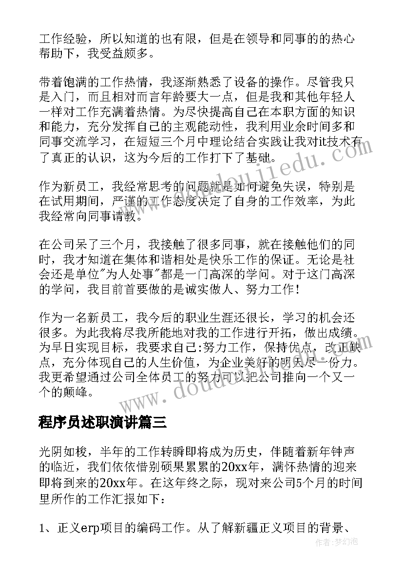 2023年程序员述职演讲(优质6篇)