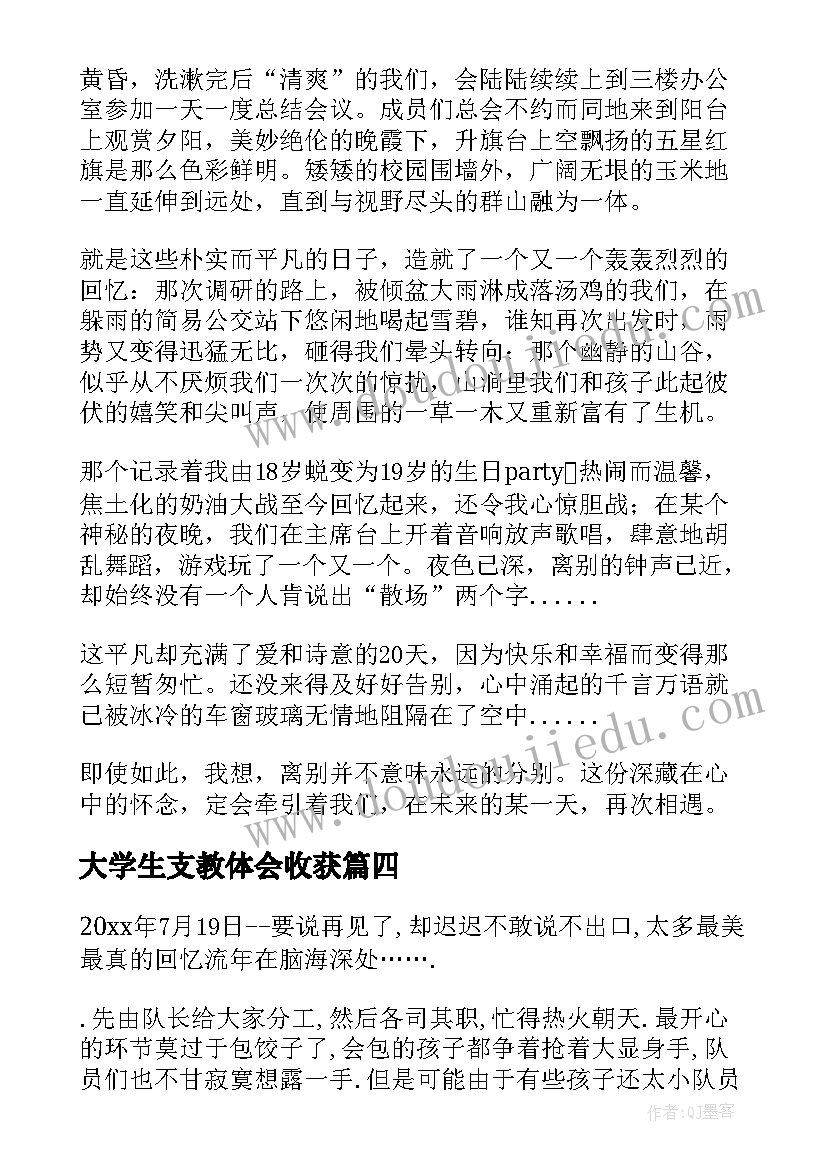 大学生支教体会收获(实用5篇)