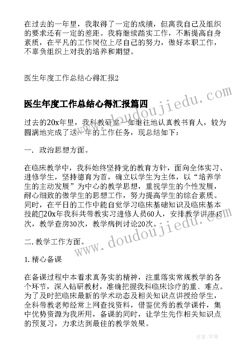 2023年医生年度工作总结心得汇报(实用5篇)