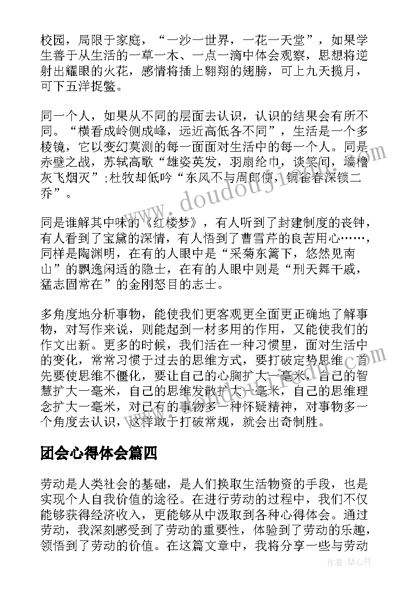 最新团会心得体会(精选6篇)