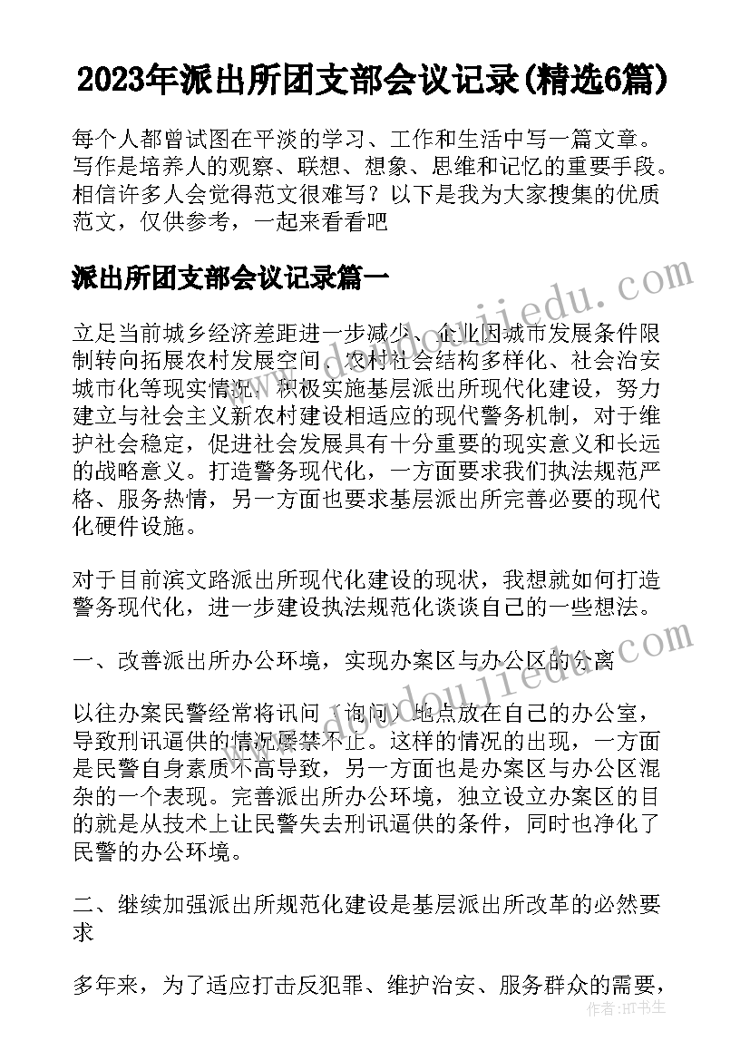 2023年派出所团支部会议记录(精选6篇)