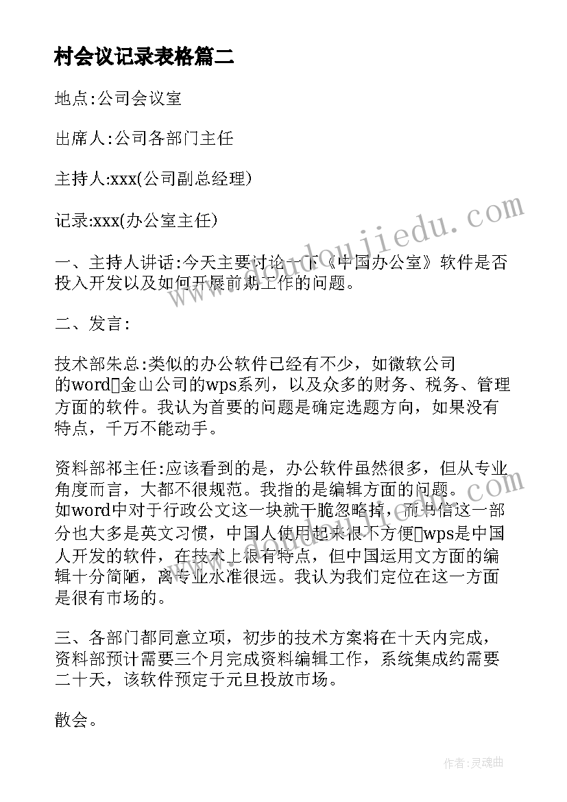 最新村会议记录表格(精选5篇)