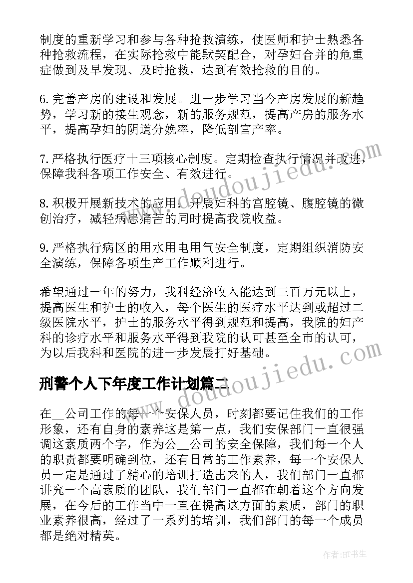 刑警个人下年度工作计划(优质5篇)