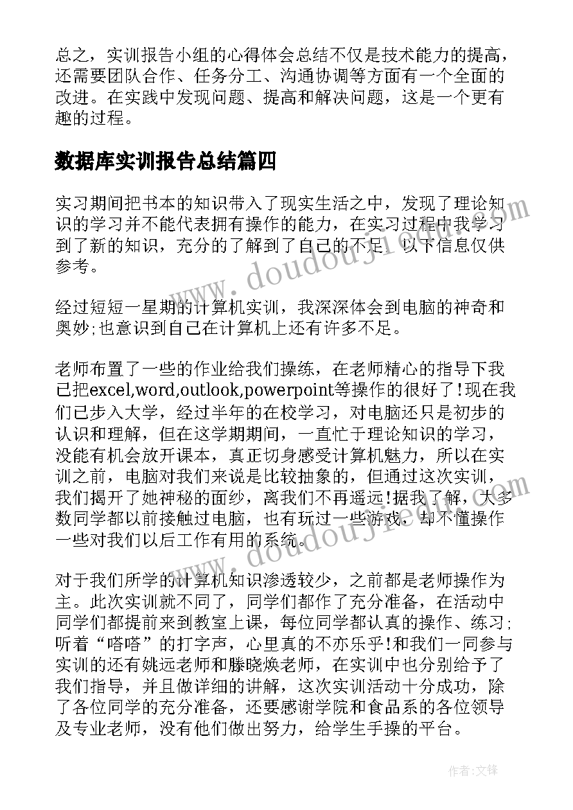 2023年数据库实训报告总结(优秀5篇)