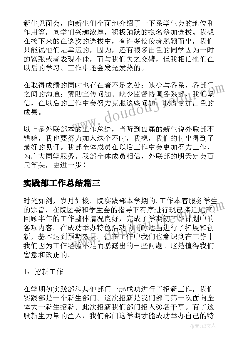 2023年实践部工作总结(大全5篇)