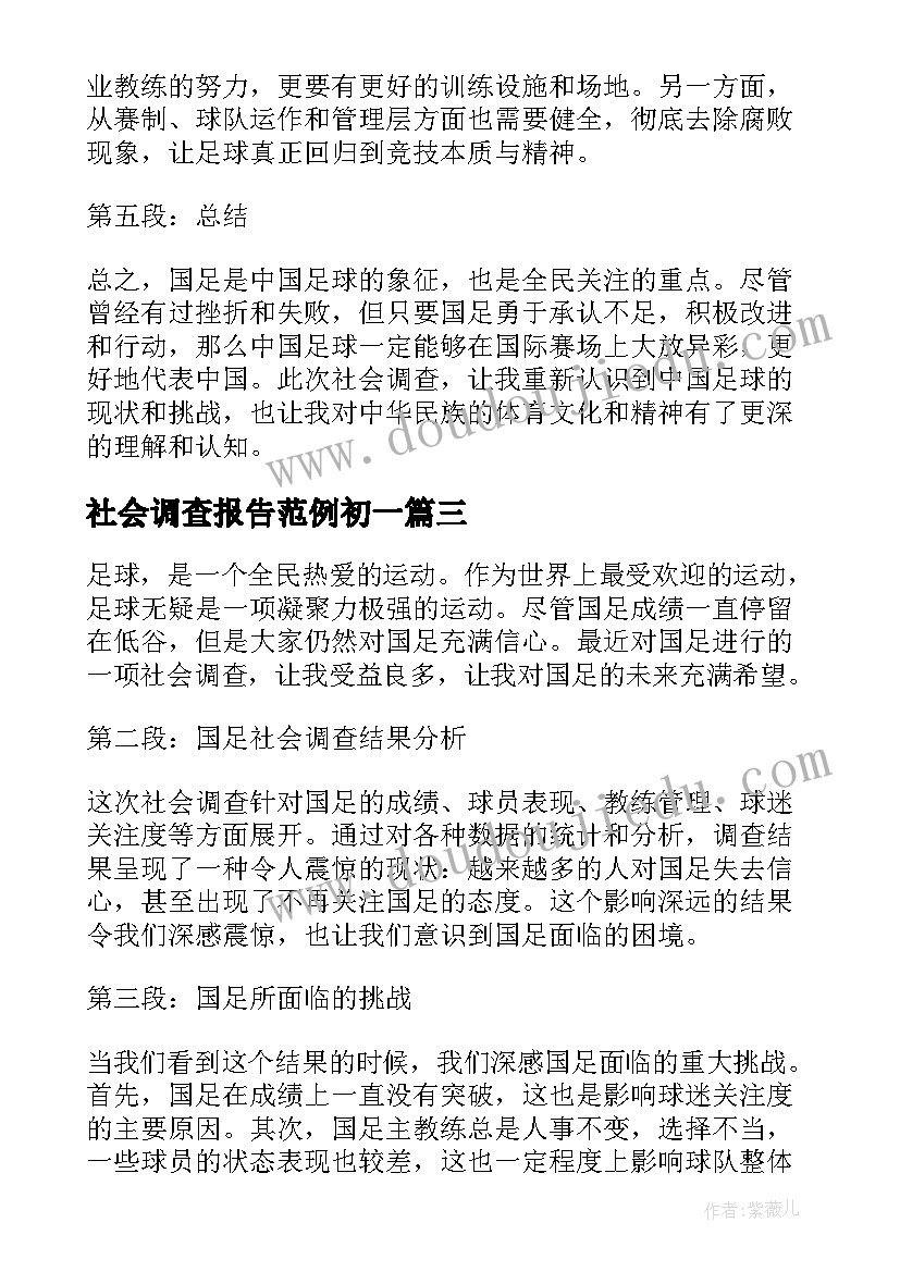 社会调查报告范例初一(大全7篇)