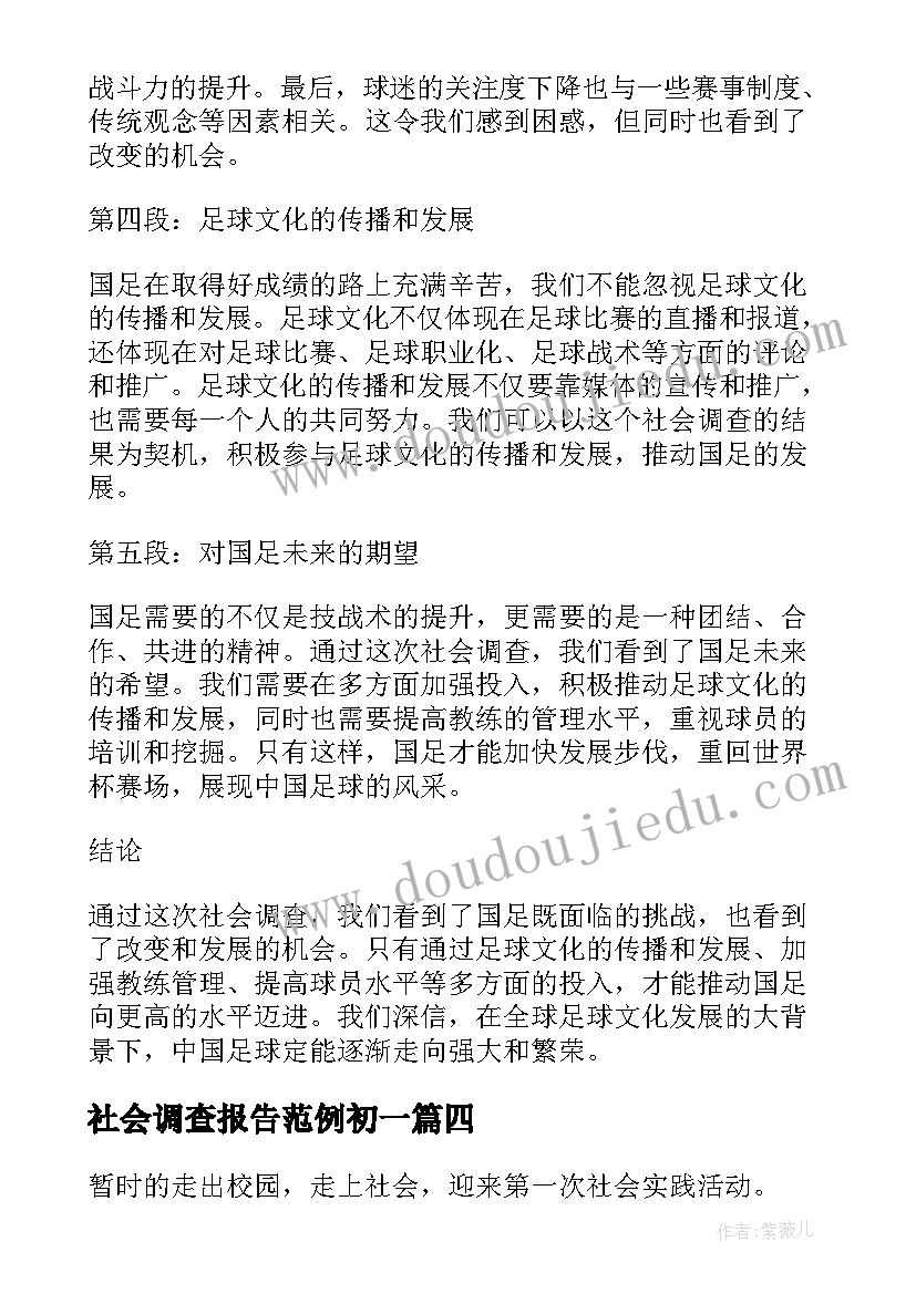 社会调查报告范例初一(大全7篇)