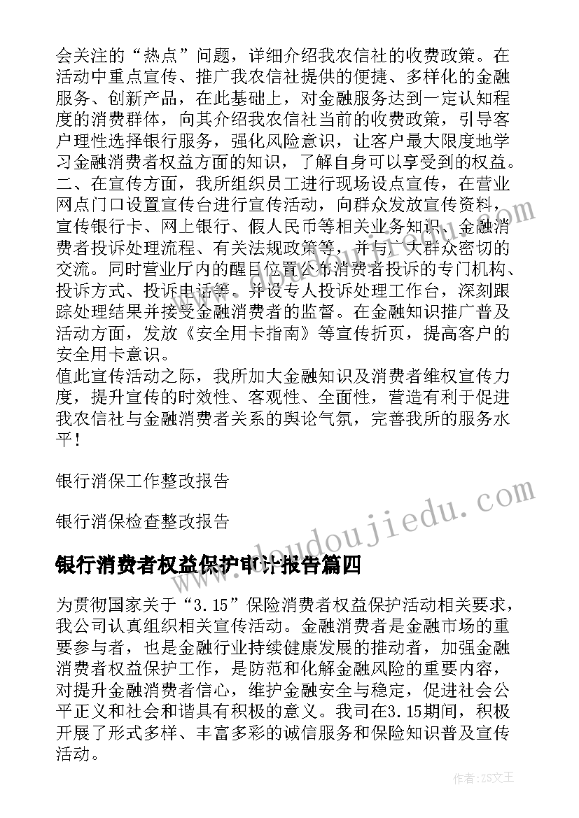 最新银行消费者权益保护审计报告(模板5篇)