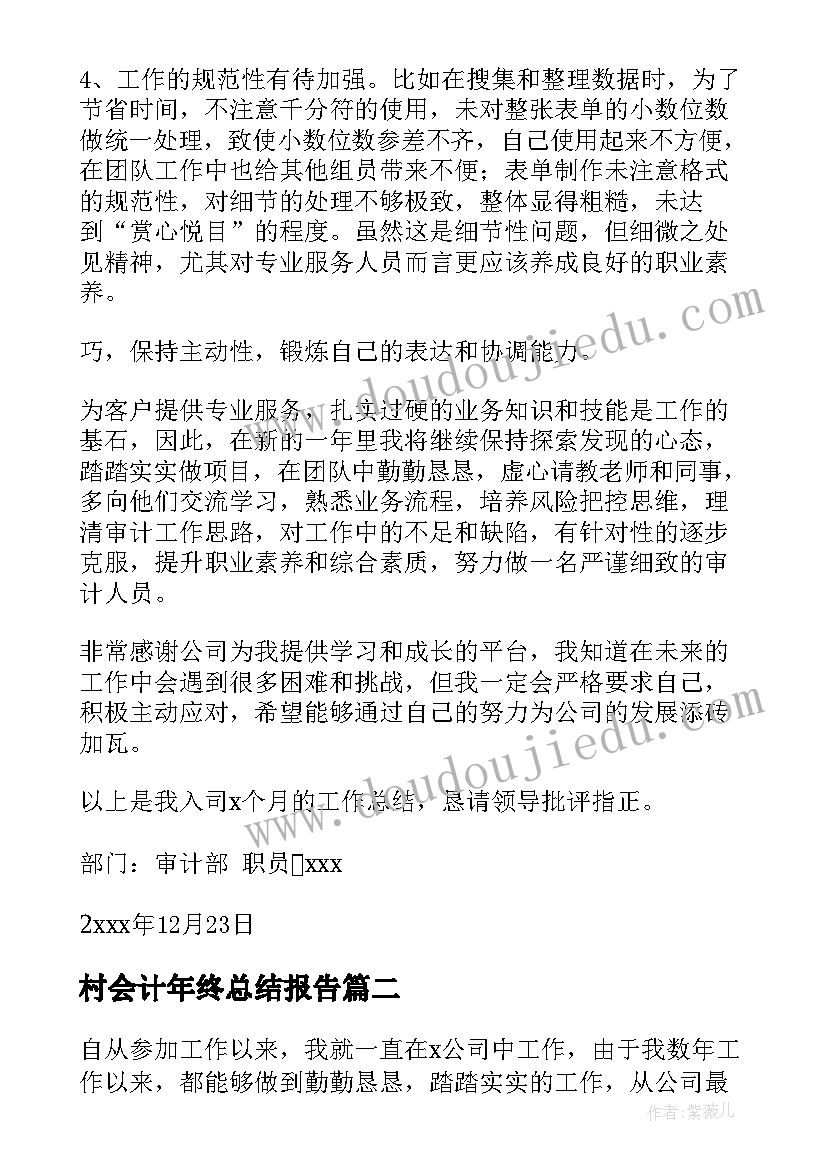 2023年村会计年终总结报告(优秀10篇)