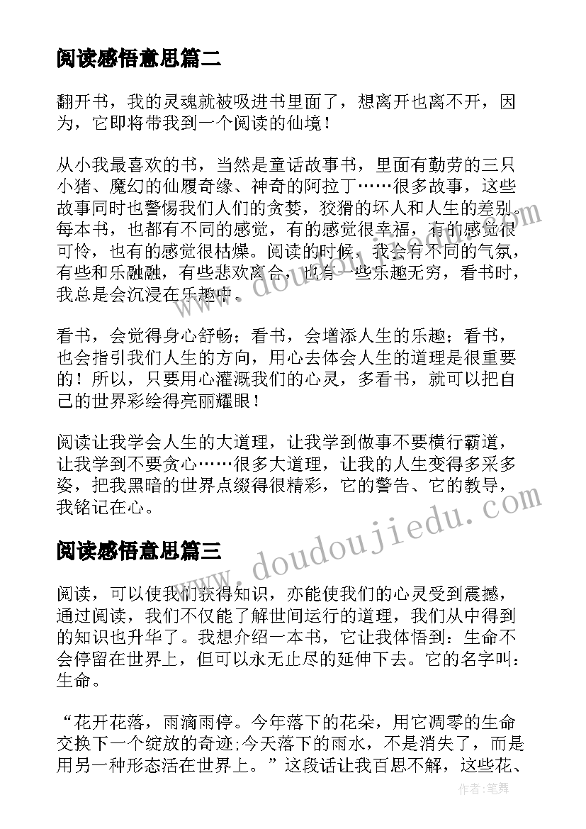 2023年阅读感悟意思(大全6篇)