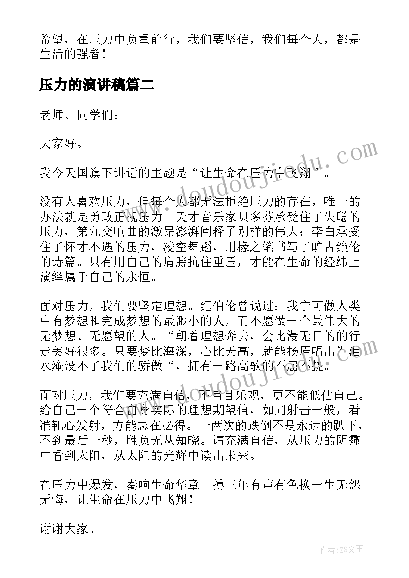 最新压力的演讲稿(汇总6篇)