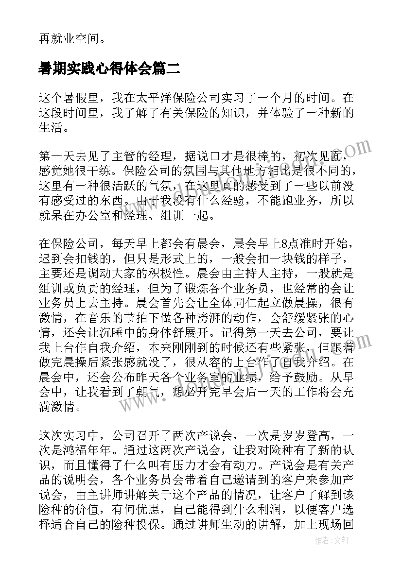 2023年暑期实践心得体会(模板5篇)