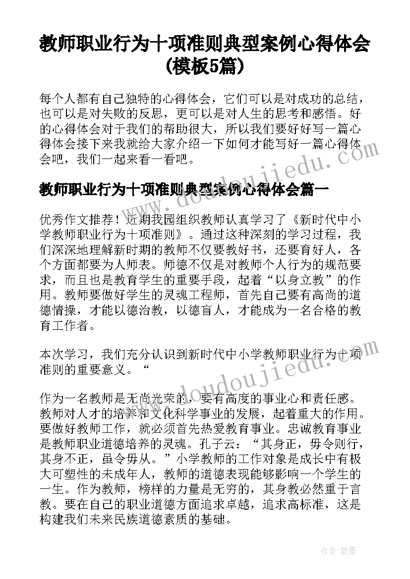 教师职业行为十项准则典型案例心得体会(模板5篇)