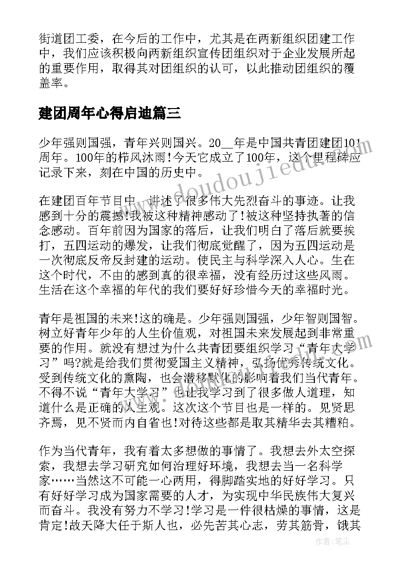 建团周年心得启迪 建团周年心得及启迪(实用5篇)