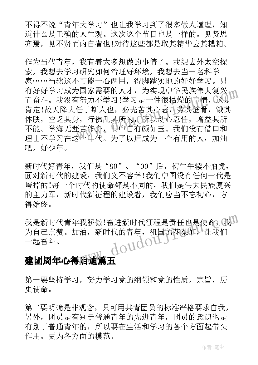 建团周年心得启迪 建团周年心得及启迪(实用5篇)