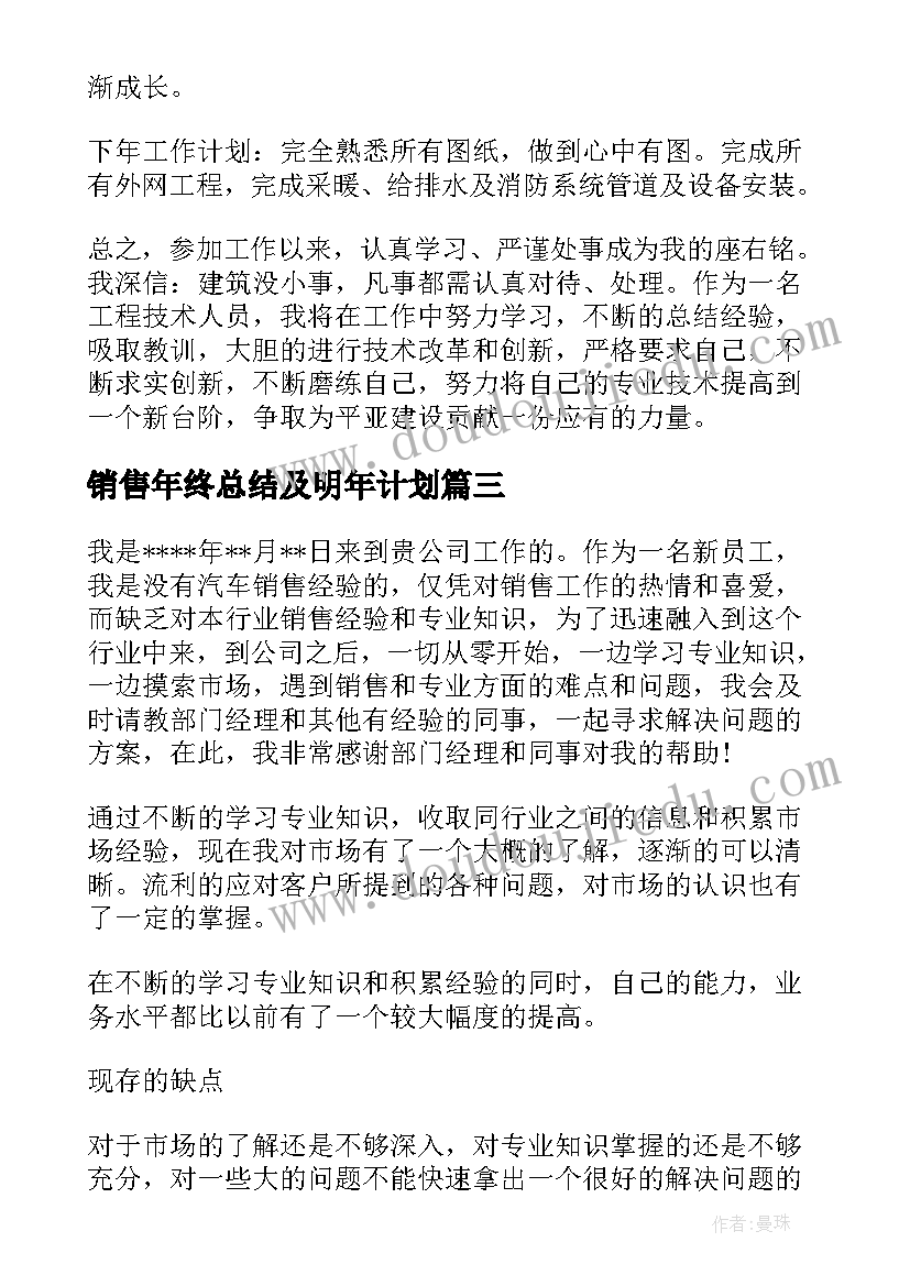 销售年终总结及明年计划 销售年终总结(精选9篇)