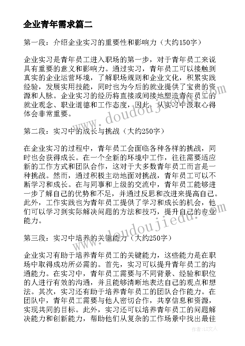 企业青年需求 企业青年节演讲稿(通用10篇)