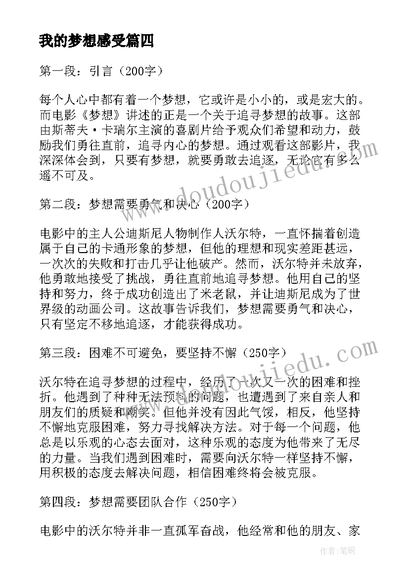 2023年我的梦想感受 梦想心得体会(模板7篇)