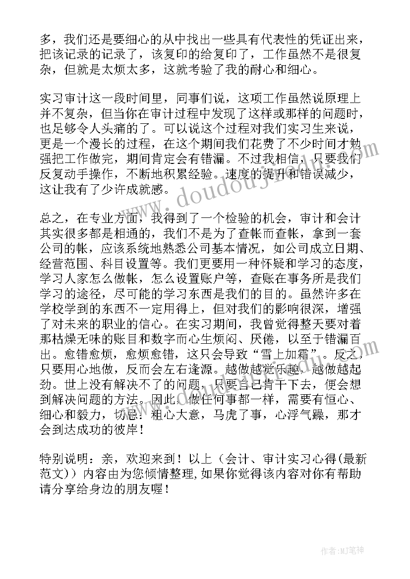 最新审计实训心得体会(模板8篇)