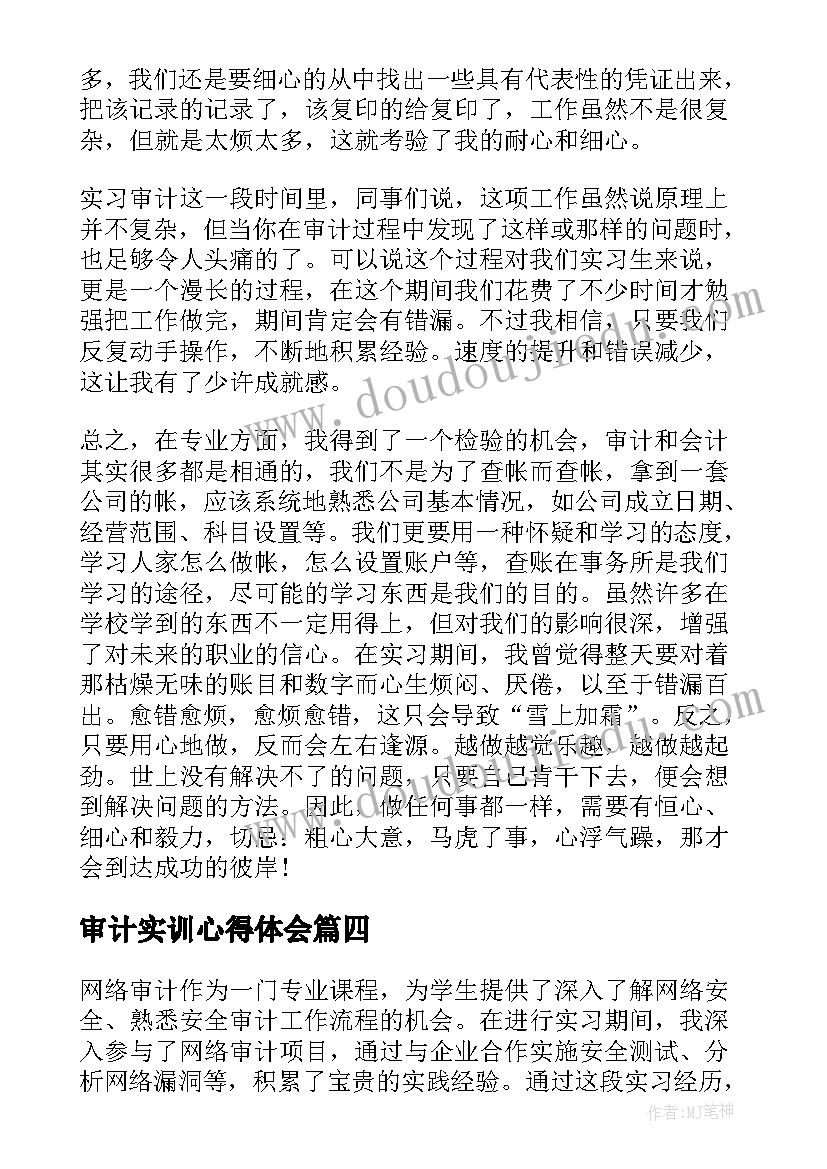 最新审计实训心得体会(模板8篇)