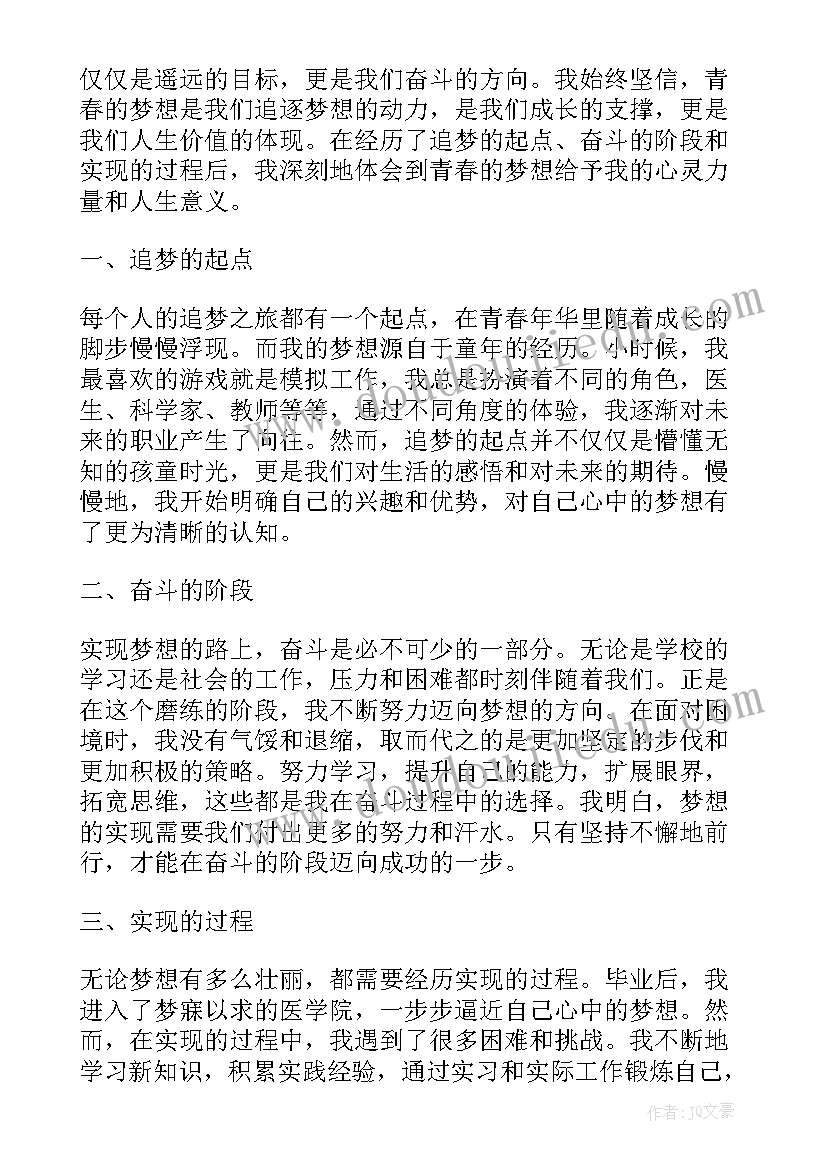 2023年青春坚持梦想的事例 青春的梦想心得体会(大全9篇)