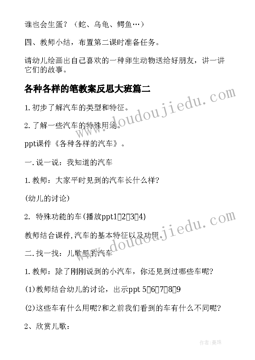 2023年各种各样的笔教案反思大班(实用10篇)