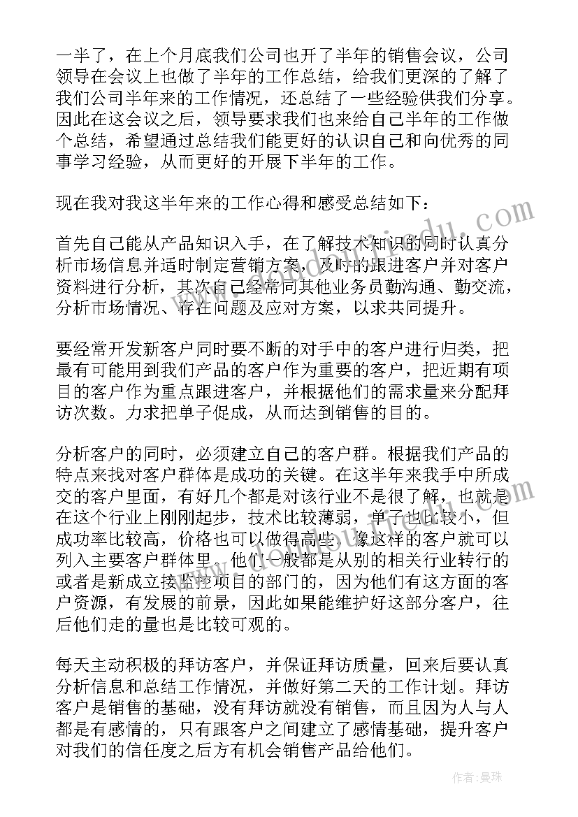 2023年民爆公司半年工作总结 销售人员上半年工作总结(优质10篇)