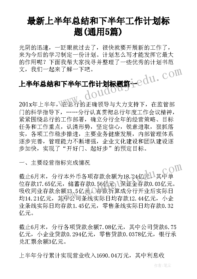 最新上半年总结和下半年工作计划标题(通用5篇)