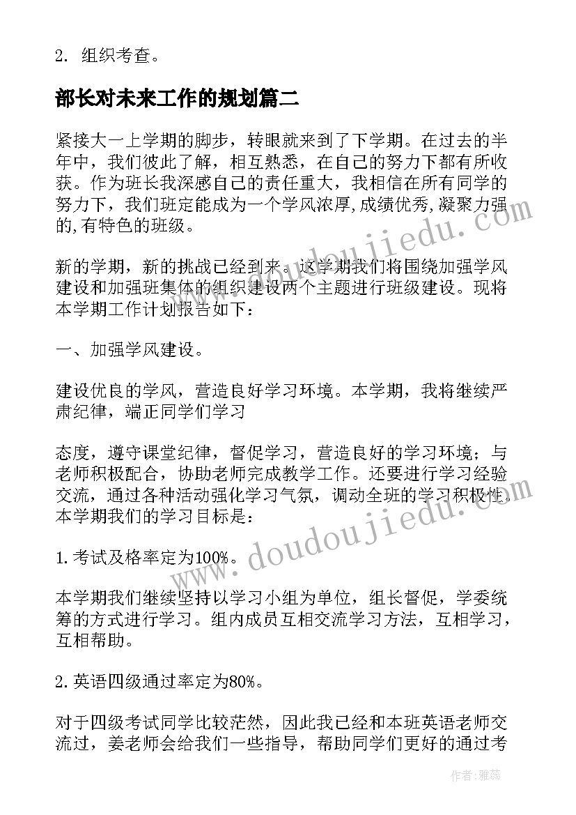 2023年部长对未来工作的规划(模板5篇)