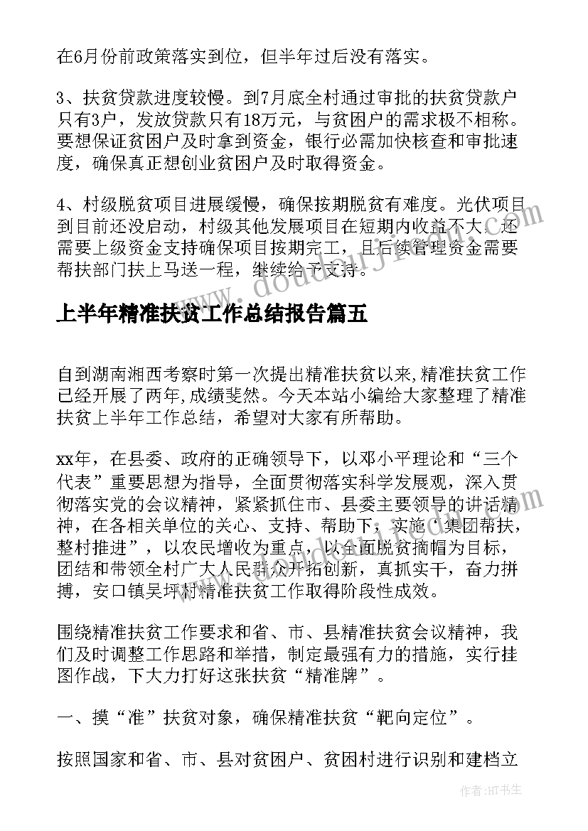 上半年精准扶贫工作总结报告(汇总5篇)