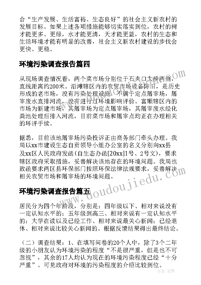 2023年环境污染调查报告(实用10篇)