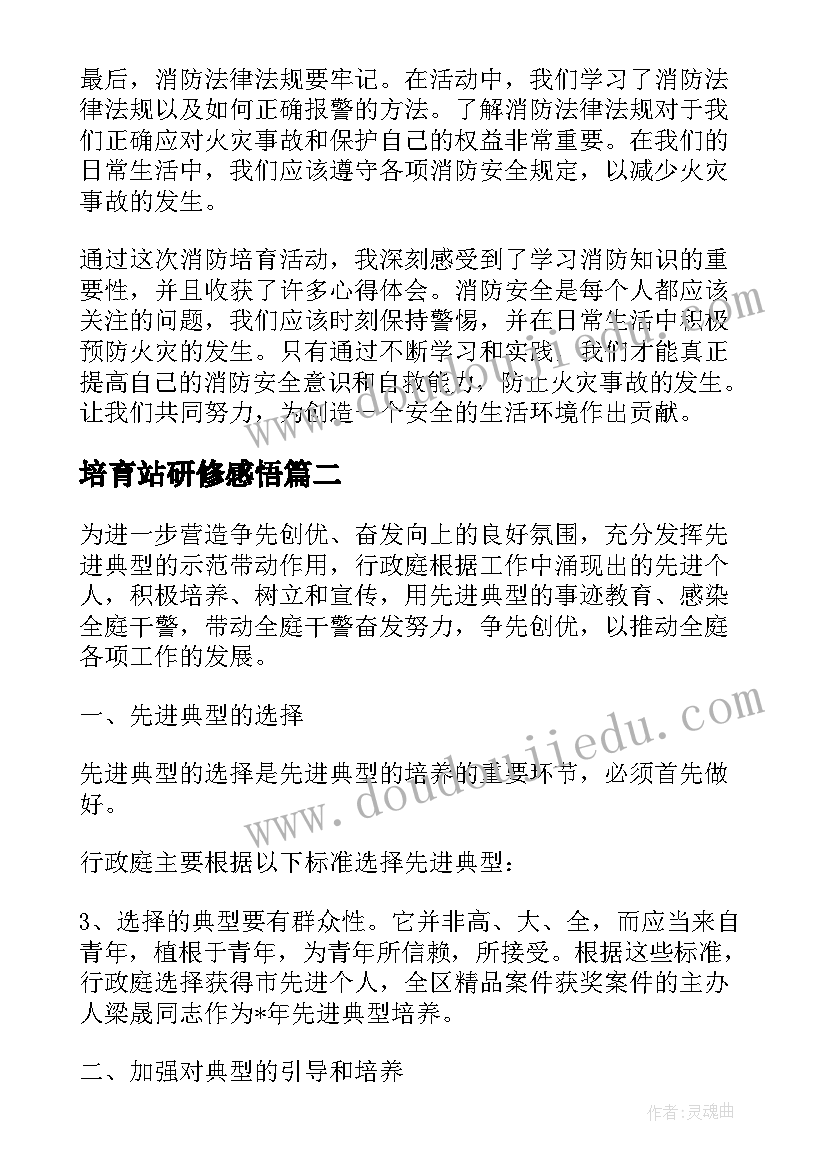 培育站研修感悟 消防培育心得体会(实用8篇)