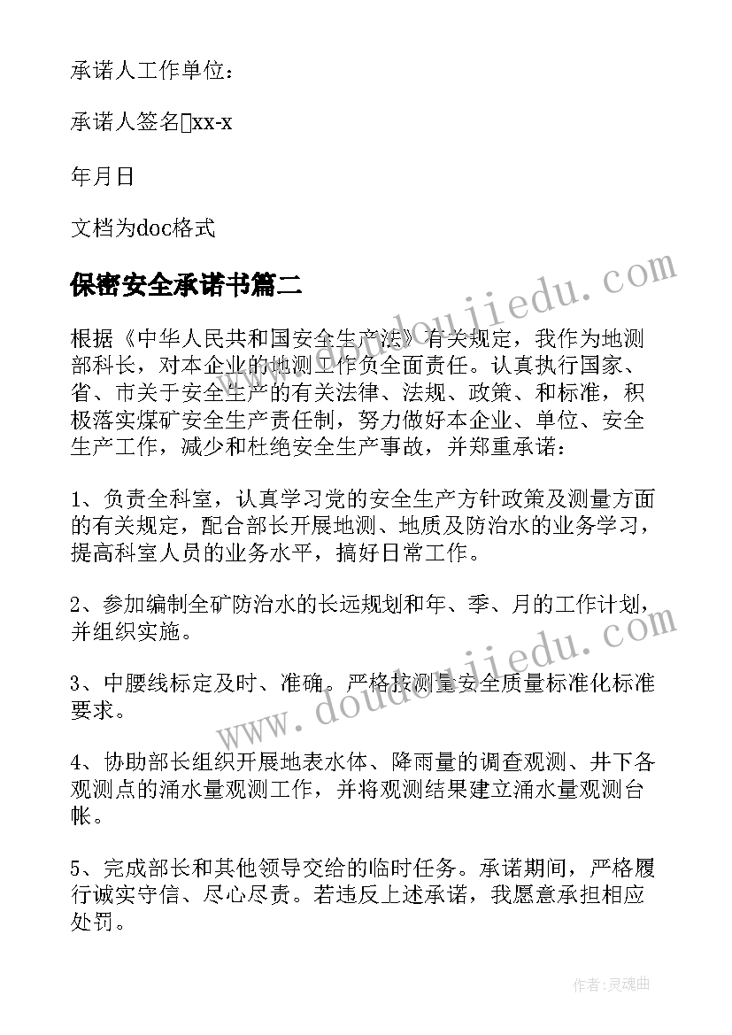 2023年保密安全承诺书(优质5篇)