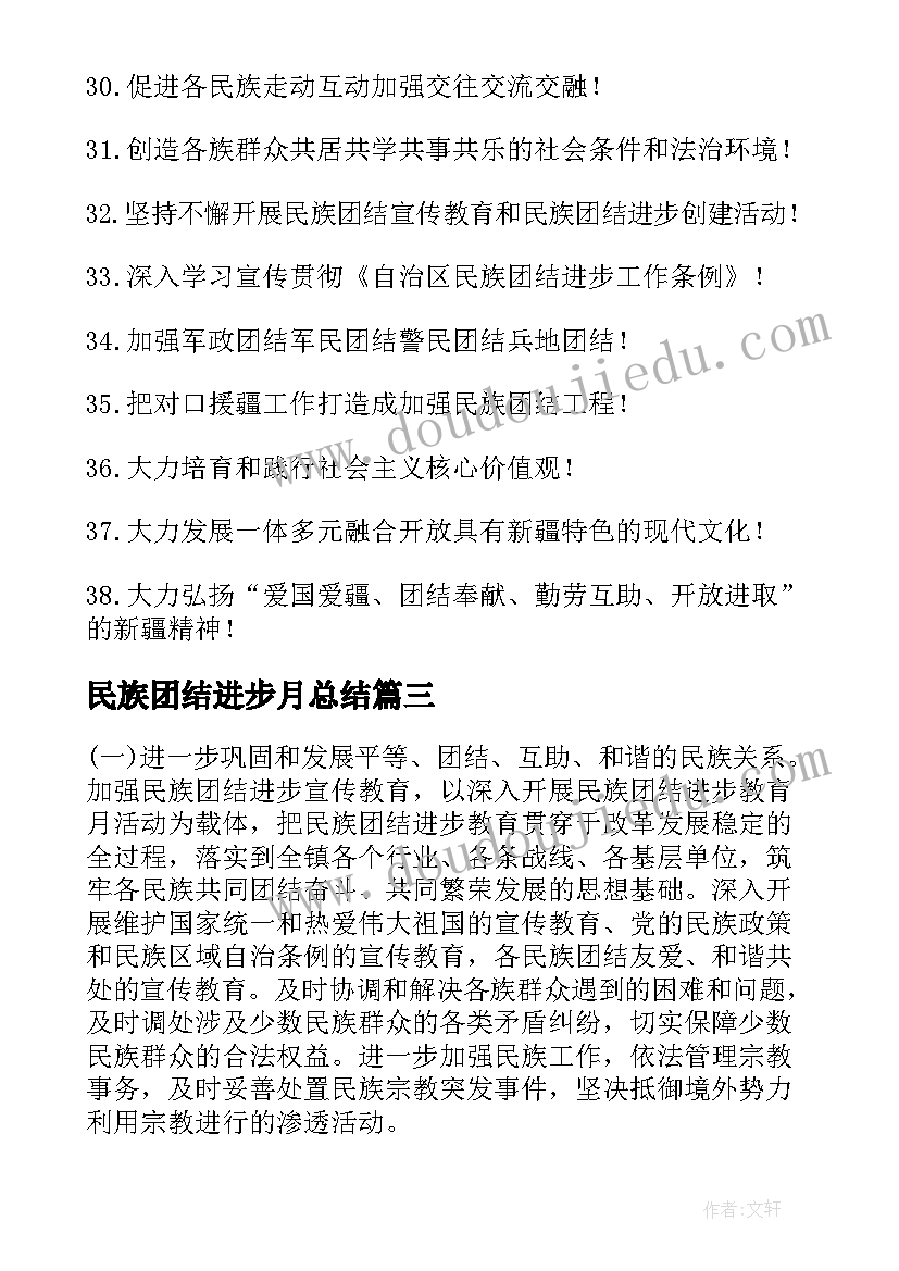 2023年民族团结进步月总结(精选6篇)