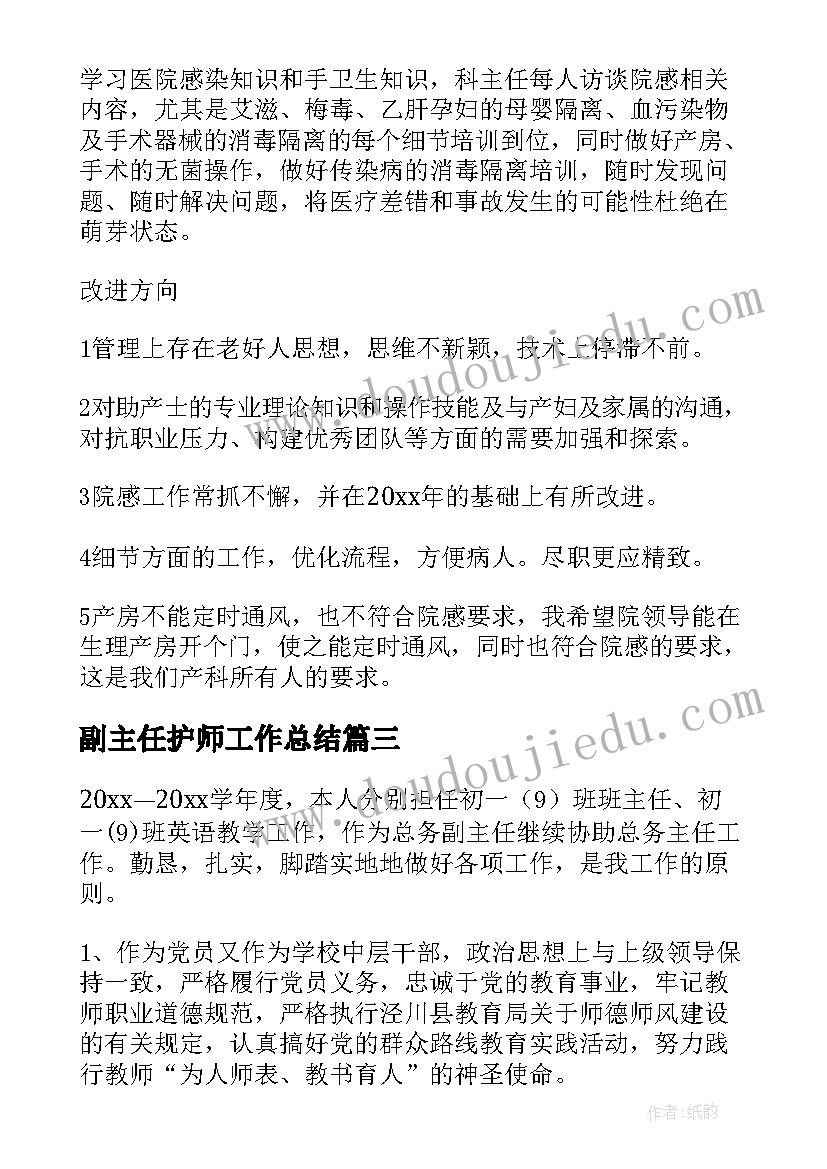 2023年副主任护师工作总结 总务副主任年度考核个人总结(实用8篇)