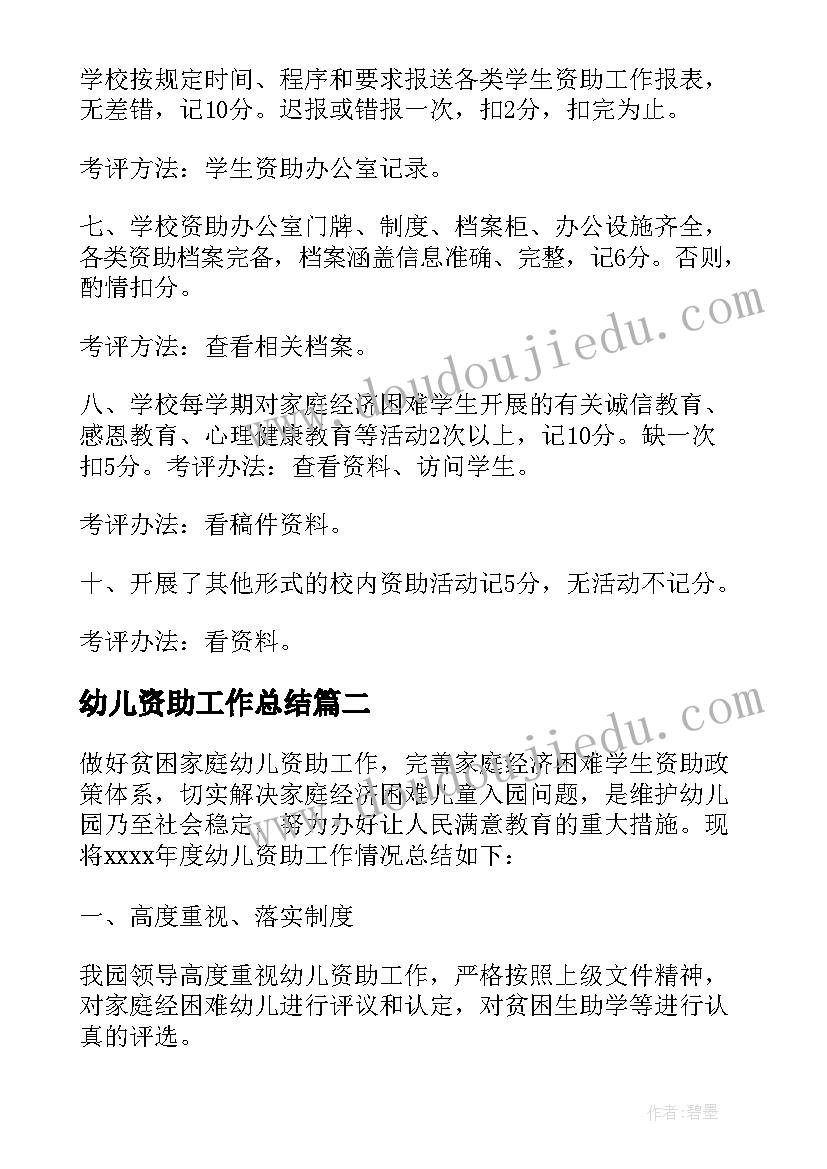 2023年幼儿资助工作总结 幼儿园资助工作总结报告(模板5篇)