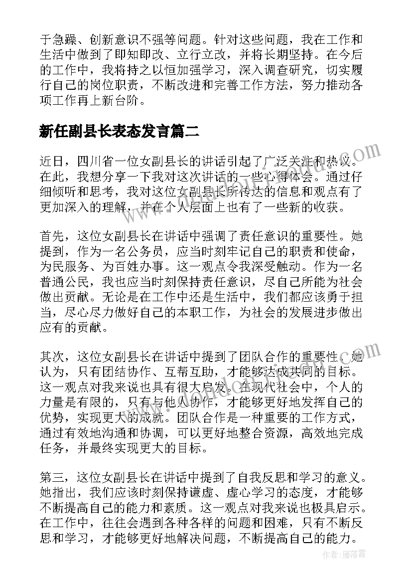 新任副县长表态发言(实用8篇)