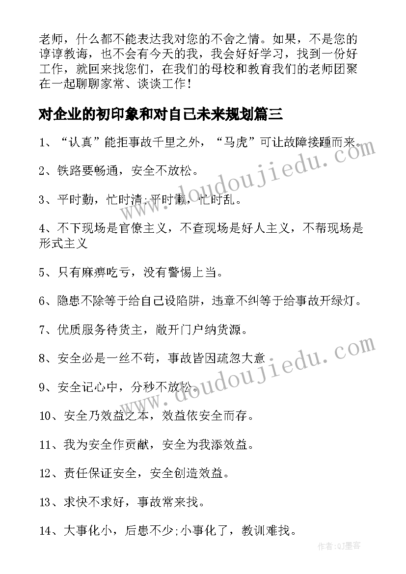 2023年对企业的初印象和对自己未来规划(模板5篇)