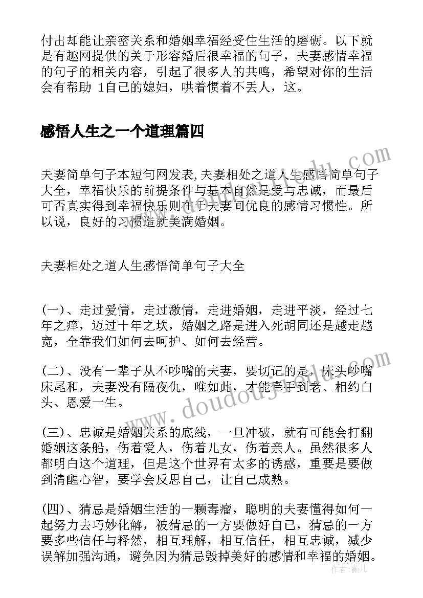 最新感悟人生之一个道理(精选5篇)