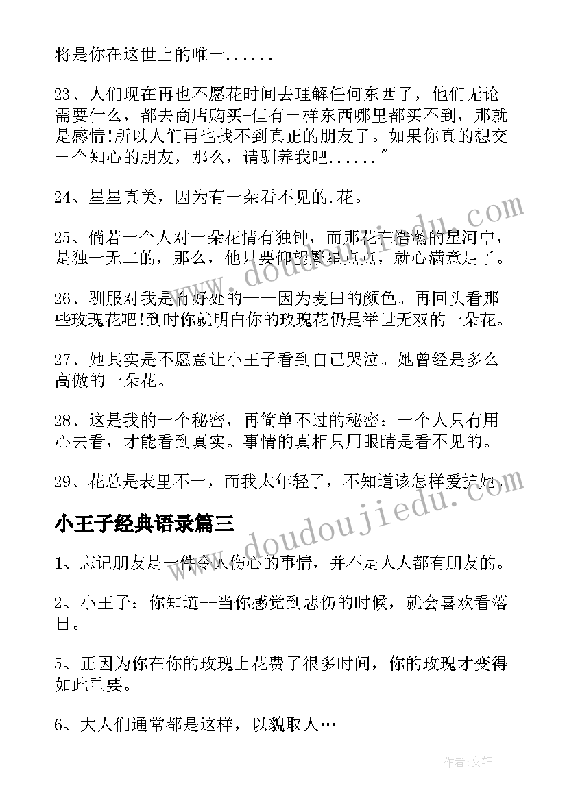 2023年小王子经典语录(精选5篇)