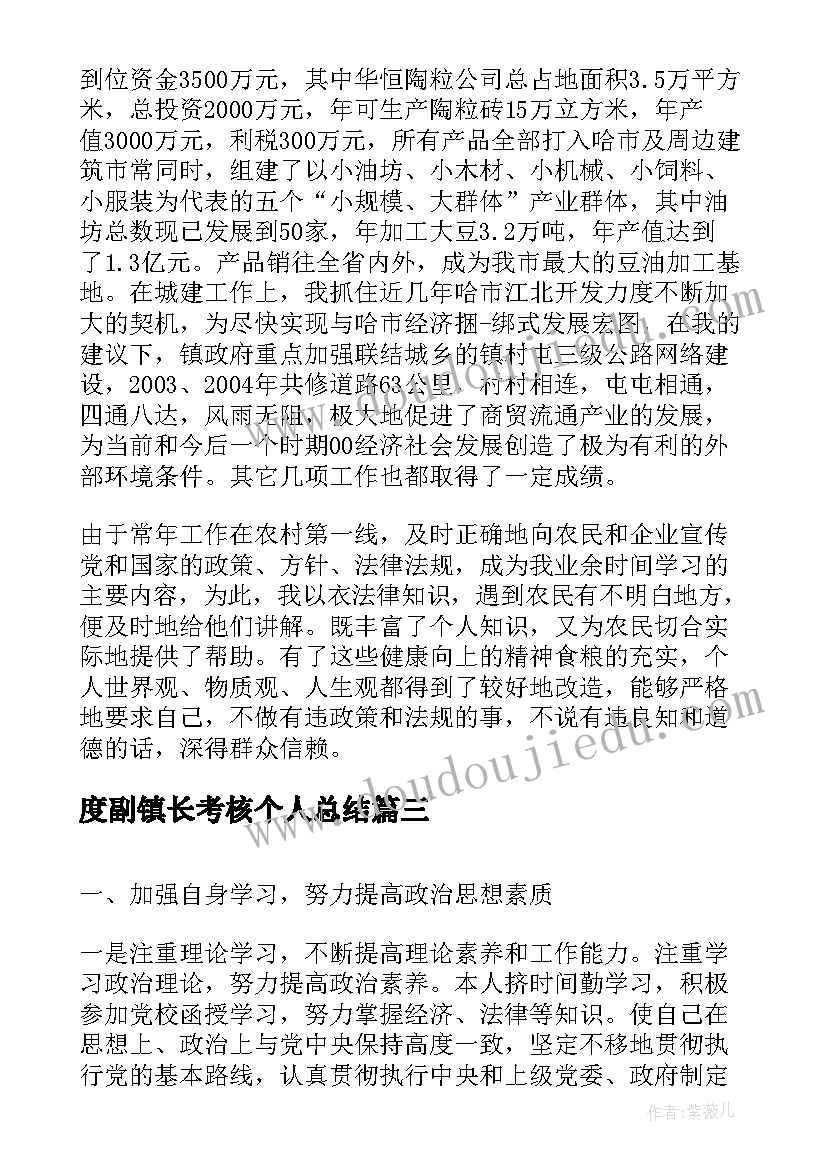 2023年度副镇长考核个人总结(优质5篇)