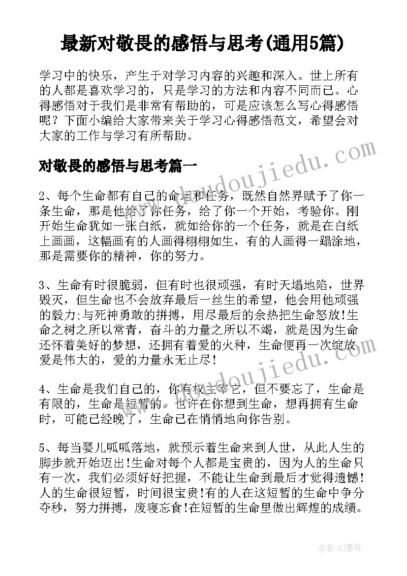 最新对敬畏的感悟与思考(通用5篇)