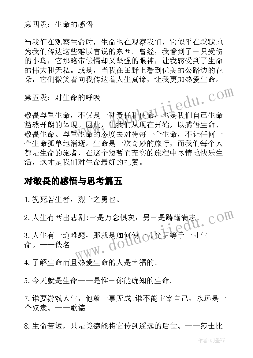 最新对敬畏的感悟与思考(通用5篇)