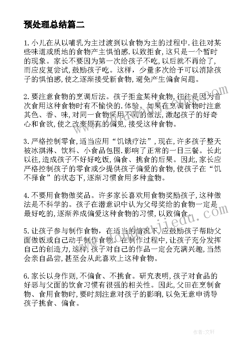 2023年预处理总结(模板7篇)