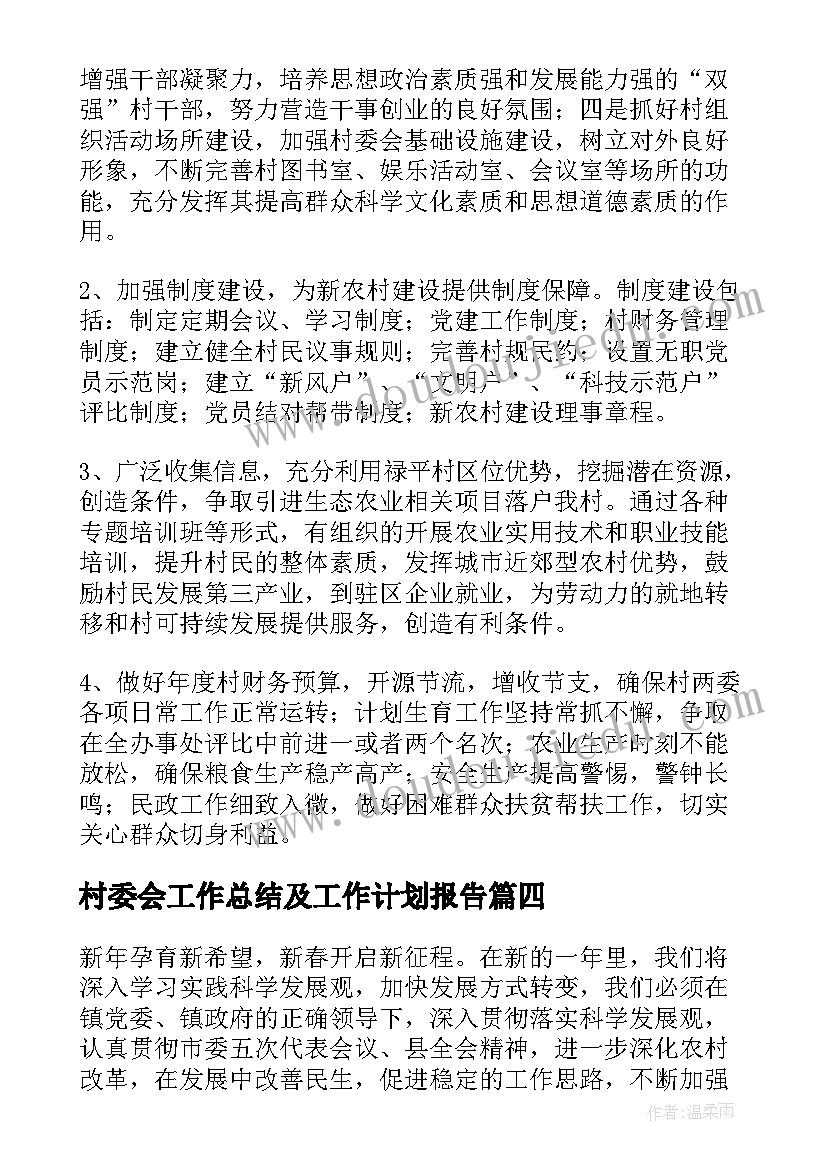 最新村委会工作总结及工作计划报告(大全5篇)