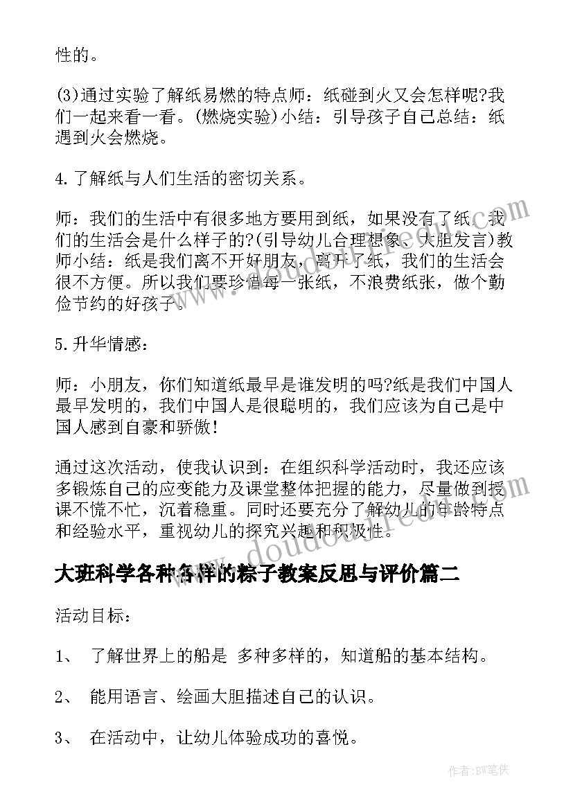 最新大班科学各种各样的粽子教案反思与评价 大班科学各种各样教案反思(实用5篇)