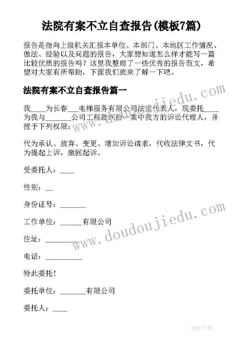 法院有案不立自查报告(模板7篇)